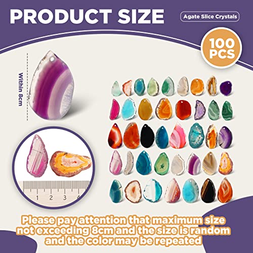 100-Piece Drilled Agate Slices Bulk Polished Geode Stones for Jewelry Making