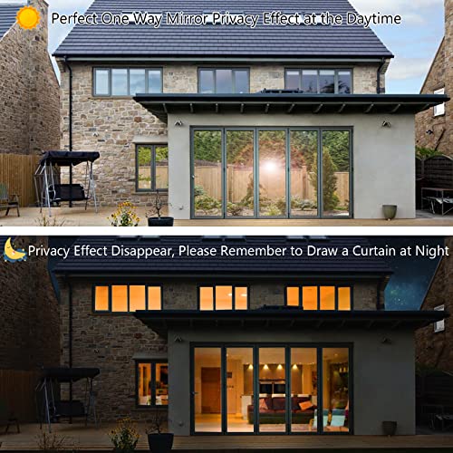 One Way Window Privacy Film - Mirror Glass Tint, 17.5in x 6.5ft, UV Blocking & Heat Control