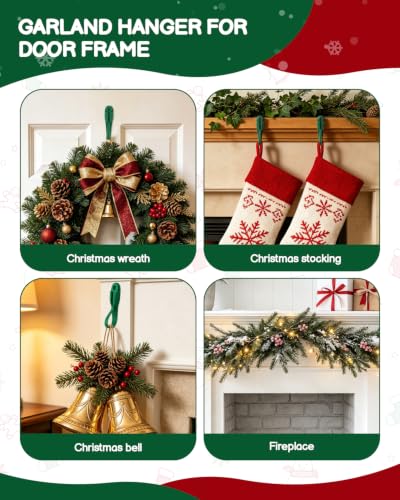 No-Drill Silicone Christmas Garland Hanger Hooks for Mantle & Door Frame