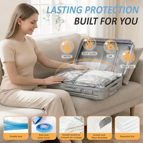 Travel Vacuum Storage Bags with Rechargeable Electric Pump 12-Piece Set