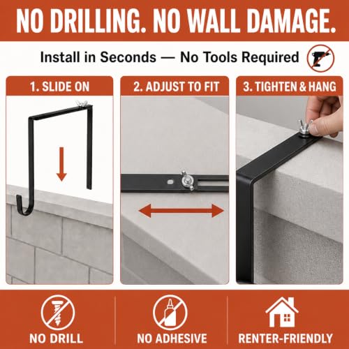 4-Pack Adjustable Cinder Block Wall Hangers - No Drill Brick Hooks