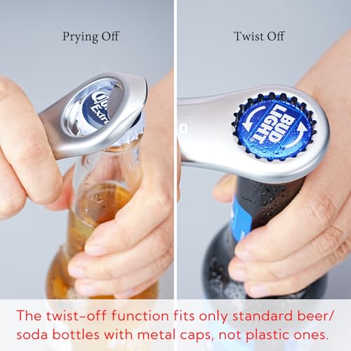 Magnetic Refrigerator Bottle Opener - Heavy Duty Steel, Twist & Pry Off, Pop-Can Opening, Gift for Men