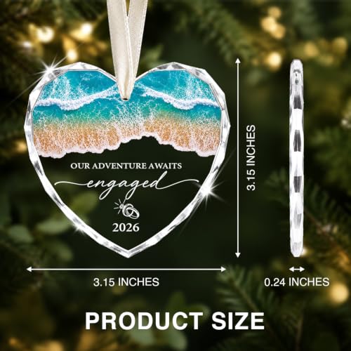 GOSBLUE Engaged 2026 Ornament - Unique Engagement Gift for Couples, Christmas Tree Décor