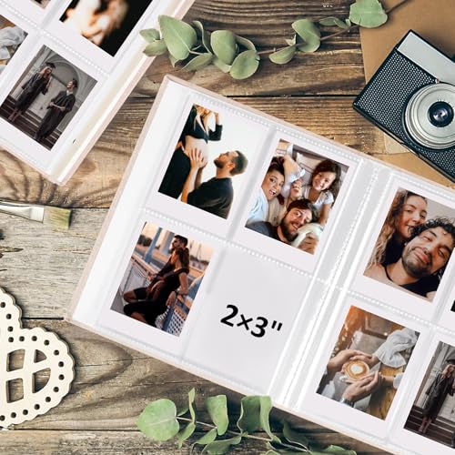 2-Pack 2x3 Inch Mini Photo Album with Linen Cover and Window