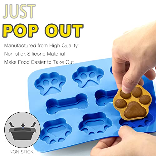 Silicone Dog Paw and Bone Molds 3-Pack - Non-Stick Baking & Treat Trays