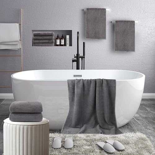 HOMEXCEL 8-Piece Bath Towel Set, Soft Absorbent Grey Towels