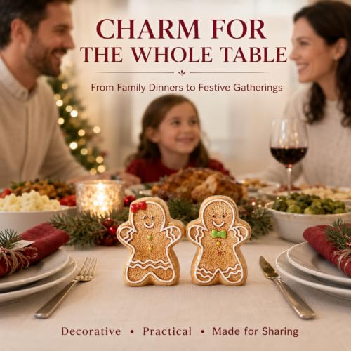 LunarFiery Gingerbread Man Salt & Pepper Shaker Set, Ceramic Kitchen Decorative 2-Pack