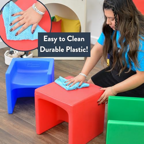 3-in-1 Kids Cube Chair for Classroom and Home, Flexible Seating, Blue