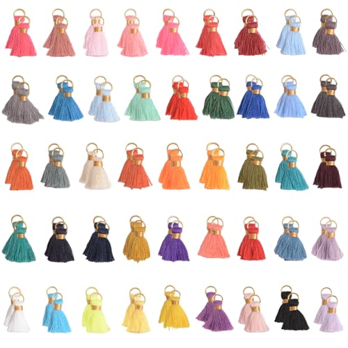 90 PCS Mini Tassels for Jewelry Making, 2.4cm Tiny Decorative Craft Charms