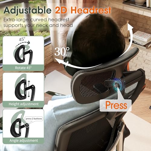 Ergonomic High Back Mesh Desk Chair with Flip-Up Arms & Headrest