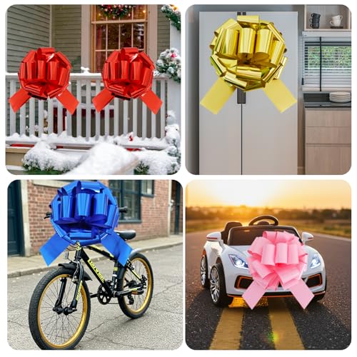 TONIFUL 16in Gold Large Pull Bow - Giant Aluminum Foil Gift & Decor Bow