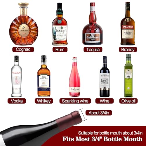 Stainless Steel Liquor Bottle Pour Spouts with Rubber Dust Caps (12 Pack)