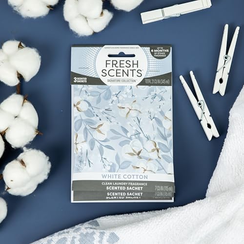 White Cotton Scented Sachets - 6 Pack Long-Lasting Linen Air Freshener