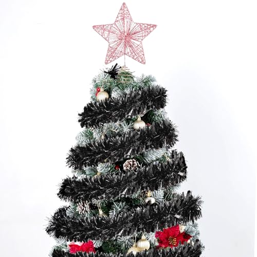 33ft Black Metallic Tinsel Garland for Halloween & Christmas Decor