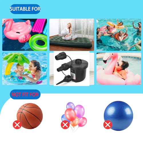 Electric Air Pump for Inflatables with 3 Nozzles - Fast Inflator & Deflator