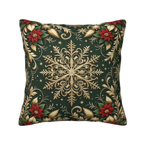 Ideaize Christmas Pillowcase 20x20 Velvet Snowflake Trim – Color-33