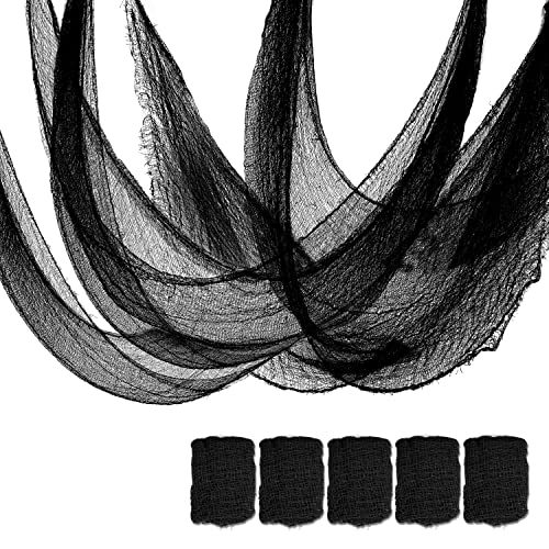 5-Piece Black Halloween Creepy Cloth Gauze Decorations (30 x 72 Inches)
