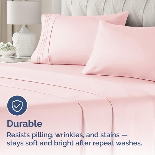 King Pillow Cases by [Brand Name] - Ultra Soft Hotel Quality Covers | 4 Piece Set in Baby Pink - Wrinkle Free & Stain Resistant