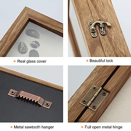 8x10 Shadow Box Display Case with Hinged Glass Door and Wood Frame