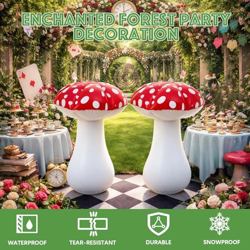Rossesay 2 Pcs LED Inflatable Mushroom (Red) Garden Decor