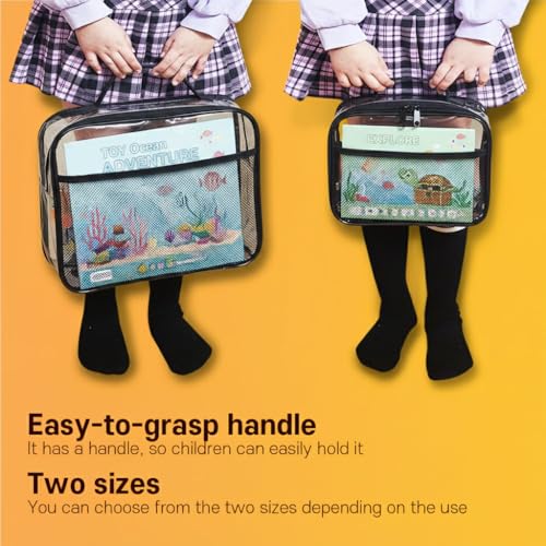 Clear Toy Storage Organizer Bags - 4 Pack PVC Case for Building Blocks