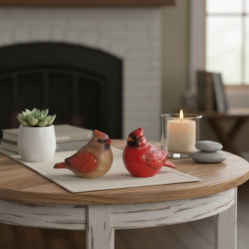 Comfy Hour Red Cardinal Salt and Pepper Shakers - Artisan Crafted Stoneware Kitchen Decor | 2-Count