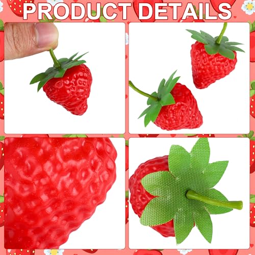 50 PCS Artificial Red Strawberries - Realistic Decorative Fruits