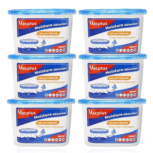 Vacplus Moisture Absorber 10.5 OZ Fragrance Free Dehumidifier Bucket 6 Pack
