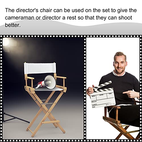 Director Chair Replacement Canvas Set with Wood Sticks - White Seat and Back