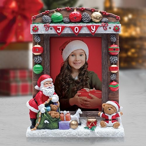 5x7 Santa Christmas Light-Up Resin Photo Frame with Joy Banner