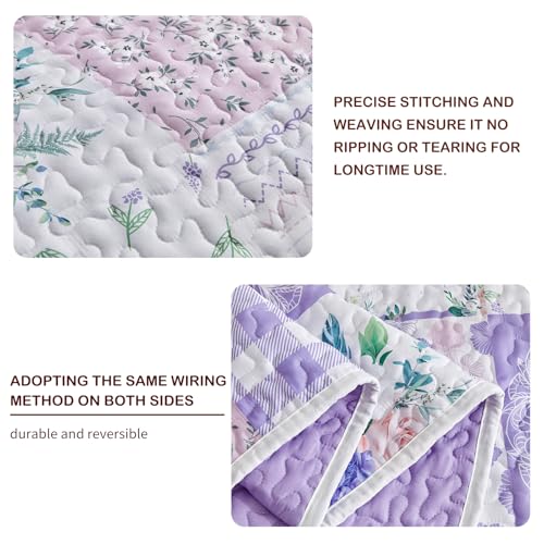 Joyreap Floral Patchwork Quilt Set Queen, 3 Piece Soft Microfiber Bedspread