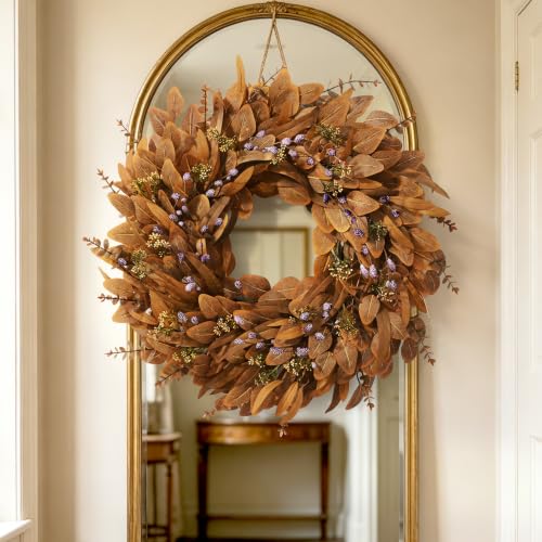 26-Inch Artificial Fall Eucalyptus Wreath for Front Door Autumn Decor