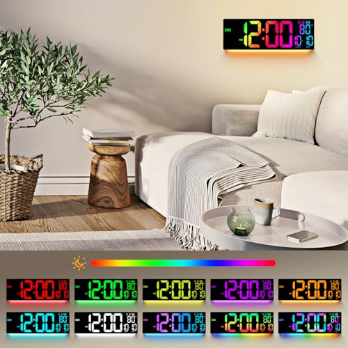 16.5" Large Digital Wall Clock with RGB LED Display & Remote Control