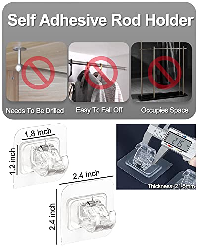 Self-Adhesive Curtain Rod Brackets - No Drilling 16 Pack for 2cm Rods