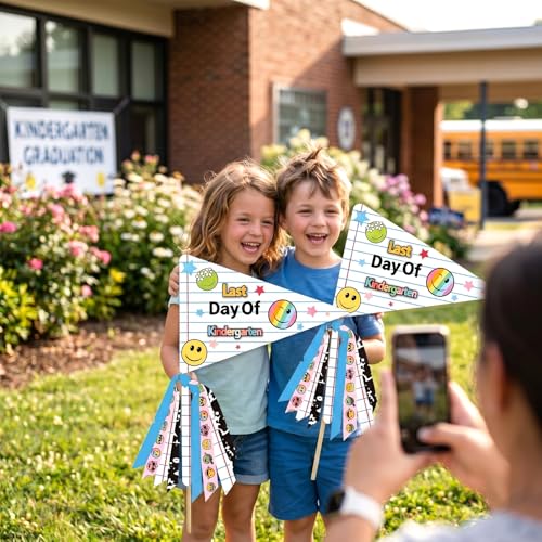First & Last Day of School Wooden Flag Kit with Reusable Grade Stickers