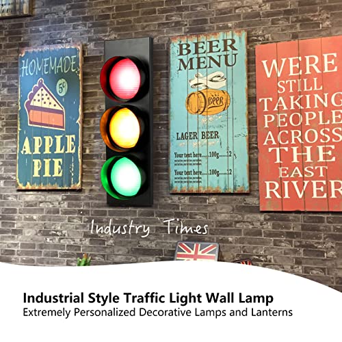 HOMIER 1-Side 3-Light Traffic Light Wall Lamp Remote Control Retro Decor