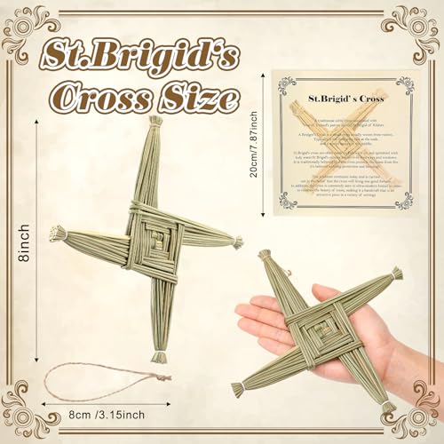 St. Brigid's Wall Cross 8-Inch Handcrafted Irish Straw Protection Decor