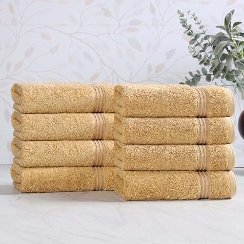 8-Piece Egyptian Cotton Hand Towel Set, Highly Absorbent Bathroom Towels
