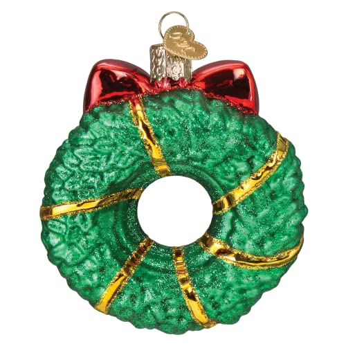 Handcrafted Glass Wreath Christmas Tree Ornament, Holiday Decoration