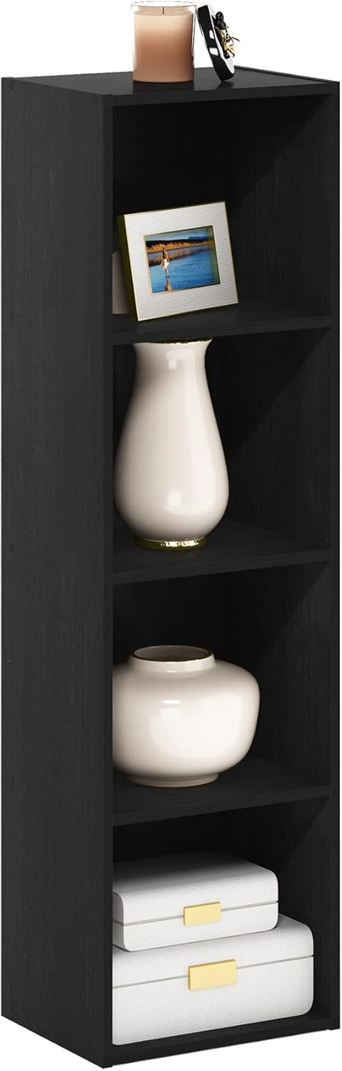 Furinno PASIR 4-Tier Modern Bookshelf - Open Shelves Bookcase for Living Room & Home Office | Blackwood Finish
