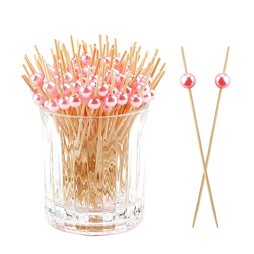 Pink 120PCS Cocktail Picks with Pearl End - Food & Drink Skewers for Appetizers & Drinks