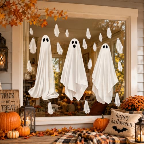 Large Ghost Window Clings - Reusable Halloween Decor - 35.5"