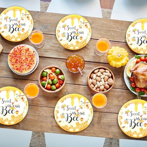 50-Pack Bee Theme Disposable Paper Dessert Plates for Party, Baby Shower & Birthday