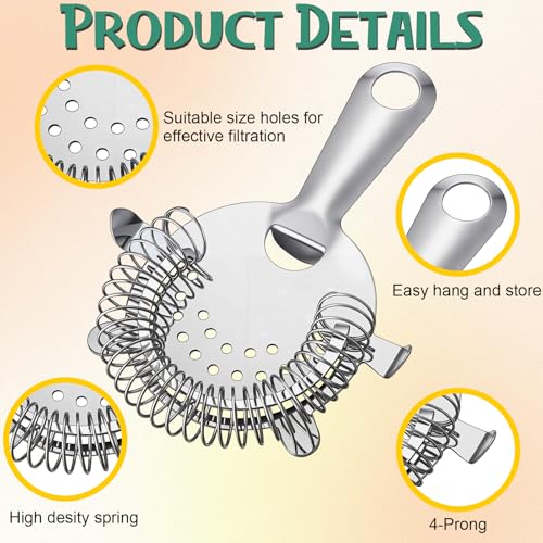 27 Pack Stainless Steel Cocktail Strainers - 6-inch Bar Tool for Bartenders & Mixologists