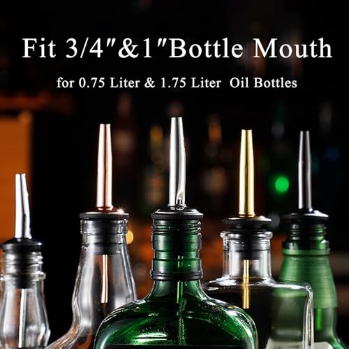 KIBARTOL 12 Silver Flip Top Liquor Bottle Pourers with Adapters for Large & Small Bottles