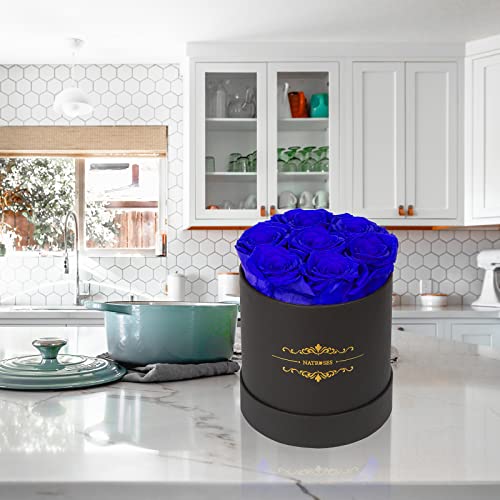 7 Piece Preserved Royal Blue Roses in a Box - Long-Lasting Floral Gift