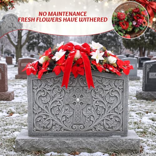 Giegxin Xmas Cemetery Flower Saddle for Grave Decoration, Red, Large