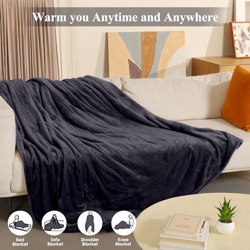 Electric Heated Blanket Full Size - Soft Flannel with 6 Heat Settings & Auto Shut-Off