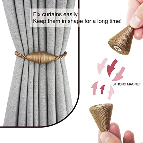 Magnetic Curtain Tiebacks - 2 Pack Decorative Braided Rope Holdbacks