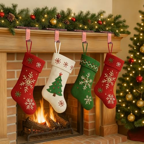 Btanadi Copper Stocking Hangers for Mantle – 6 Pieces with Protective Pads